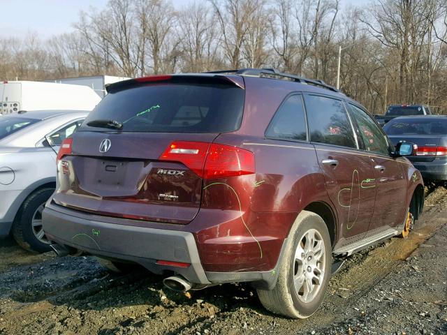 2HNYD28248H543605 - 2008 ACURA MDX BURGUNDY photo 4