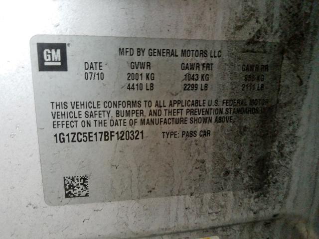 1G1ZC5E17BF120321 - 2011 CHEVROLET MALIBU 1LT  照片 10