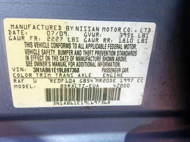 3N1AB61E19L697368 - 2009 NISSAN SENTRA 2.0 BLUE photo 10