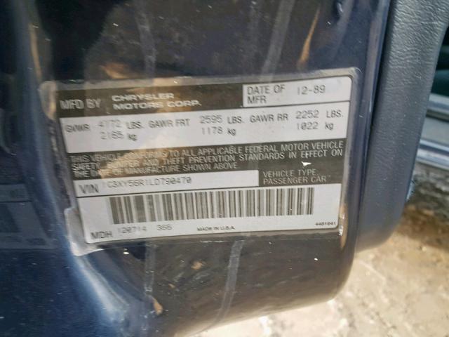 1C3XY56R1LD790470 - 1990 CHRYSLER IMPERIAL BLUE photo 10