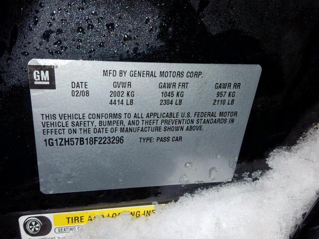 1G1ZH57B18F223296 - 2008 CHEVROLET MALIBU 1LT BLACK photo 10