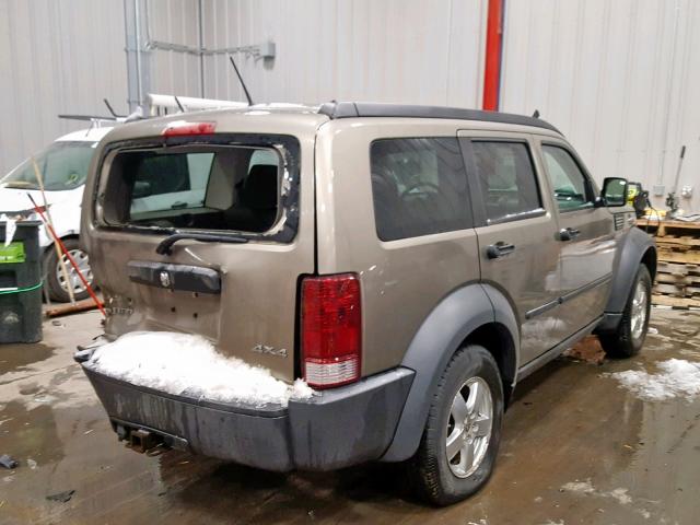 1D8GU28K67W601460 - 2007 DODGE NITRO SXT TAN photo 4