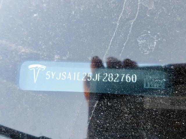 5YJSA1E25JF282760 - 2018 TESLA MODEL S أزرق صورة 10