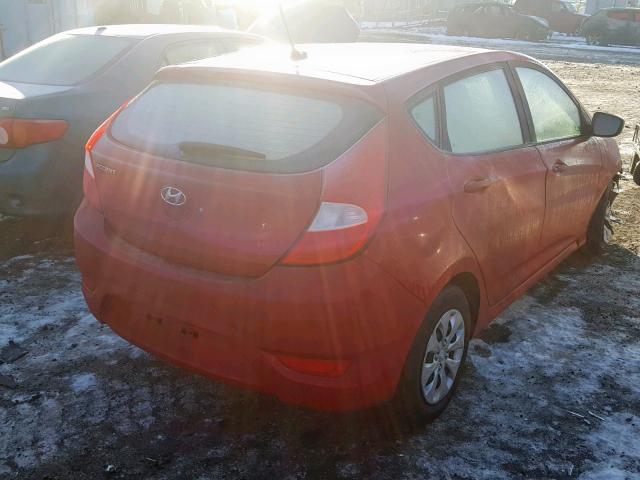 KMHCT5AE1HU338325 - 2017 HYUNDAI ACCENT SE RED photo 4