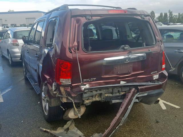 5FNYF4H72CB054433 - 2012 HONDA PILOT EXLN BURGUNDY photo 3