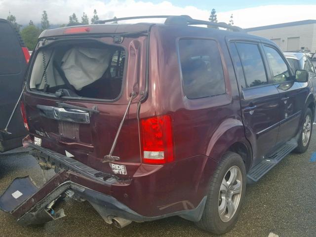 5FNYF4H72CB054433 - 2012 HONDA PILOT EXLN BURGUNDY photo 4