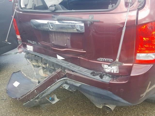 5FNYF4H72CB054433 - 2012 HONDA PILOT EXLN BURGUNDY photo 9