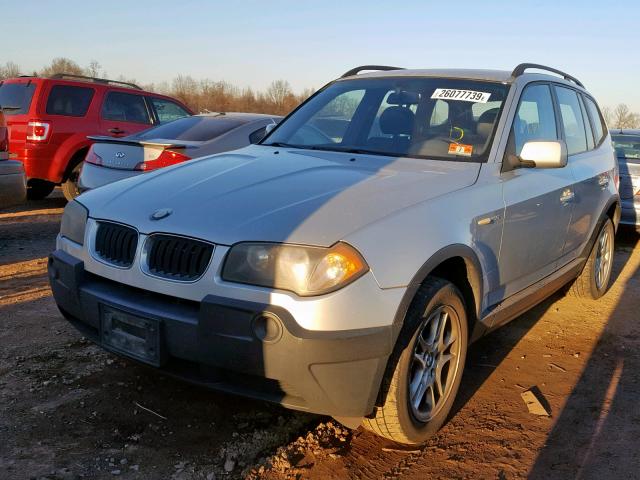 WBXPA734X4WB24496 - 2004 BMW X3 2.5I SILVER photo 2