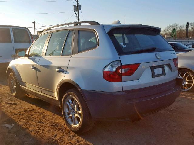 WBXPA734X4WB24496 - 2004 BMW X3 2.5I SILVER photo 3