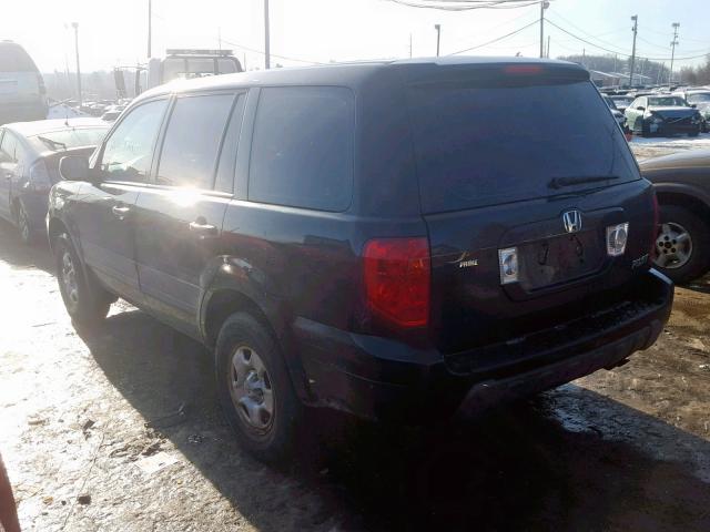 2HKYF18195H571422 - 2005 HONDA PILOT LX BLACK photo 3