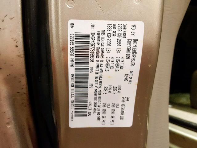 1D4GP45R77B159690 - 2007 DODGE CARAVAN SX TAN photo 10