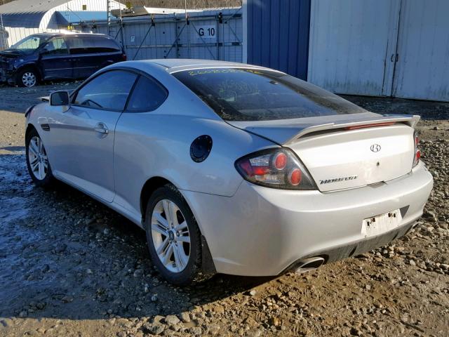 KMHHM66D38U263684 - 2008 HYUNDAI TIBURON GS SILVER photo 3