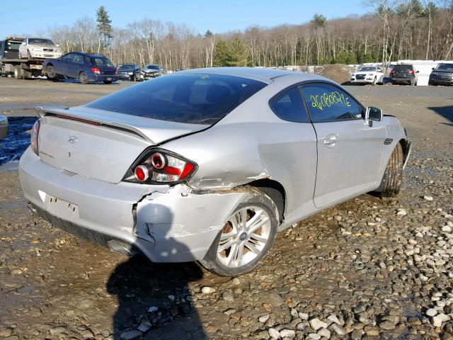 KMHHM66D38U263684 - 2008 HYUNDAI TIBURON GS SILVER photo 4