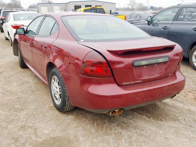 2G2WP522341245651 - 2004 PONTIAC GRAND PRIX MAROON photo 3