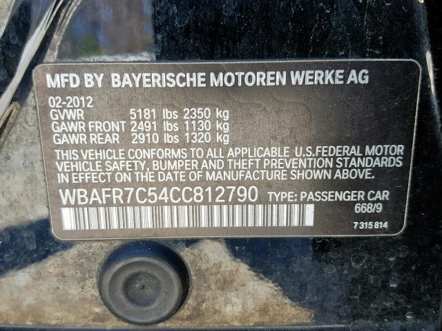 WBAFR7C54CC812790 - 2012 BMW 535 I BLACK photo 10