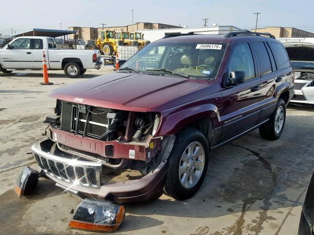 1J4GX48N91C534237 - 2001 JEEP GRAND CHER BURGUNDY photo 2