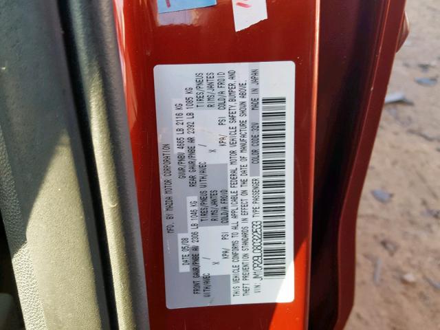 JM1CR29L080322533 - 2008 MAZDA 5 RED photo 10