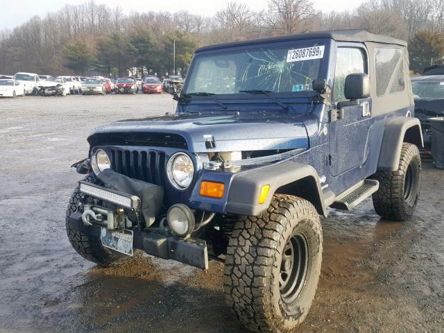 1J4FA44S15P353561 - 2005 JEEP WRANGLER / BLUE photo 2