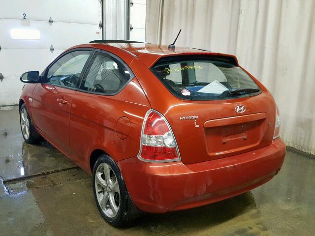 KMHCN36C97U038374 - 2007 HYUNDAI ACCENT SE ORANGE photo 3