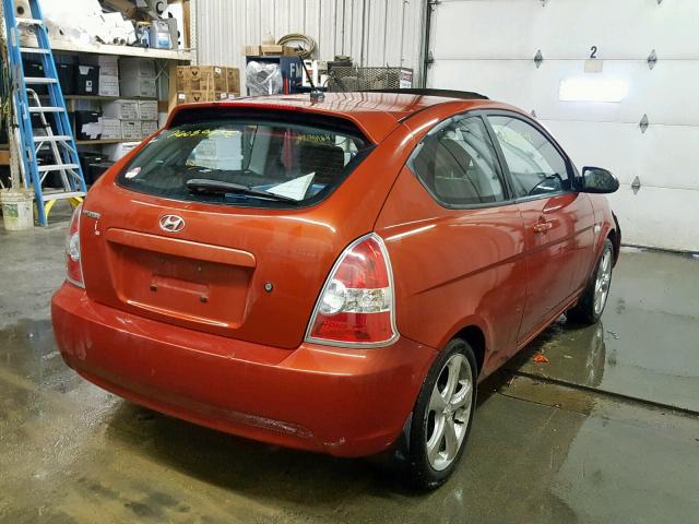 KMHCN36C97U038374 - 2007 HYUNDAI ACCENT SE ORANGE photo 4