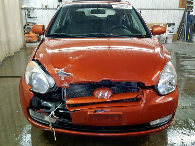 KMHCN36C97U038374 - 2007 HYUNDAI ACCENT SE ORANGE photo 9