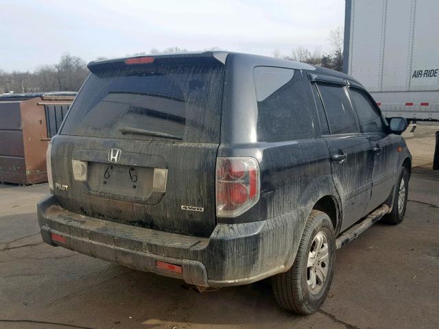 5FNYF18117B018636 - 2007 HONDA PILOT LX BLACK photo 4