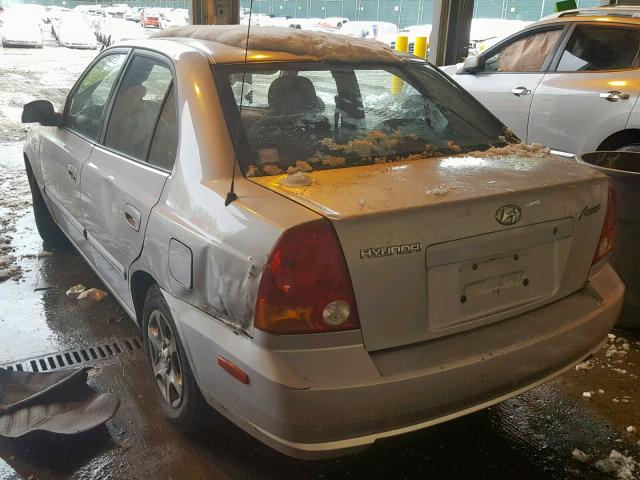 KMHCG45C15U624940 - 2005 HYUNDAI ACCENT GL SILVER photo 3