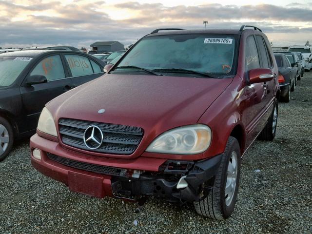 4JGAB57E33A417443 - 2003 MERCEDES-BENZ ML 350 BURGUNDY photo 2