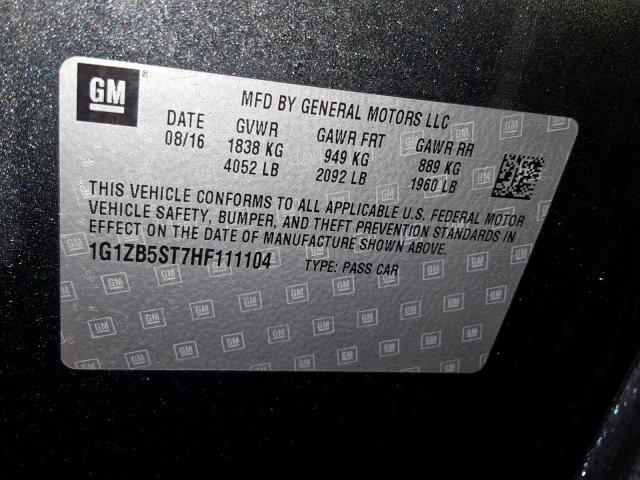 1G1ZB5ST7HF111104 - 2017 CHEVROLET MALIBU LS GRAY photo 10