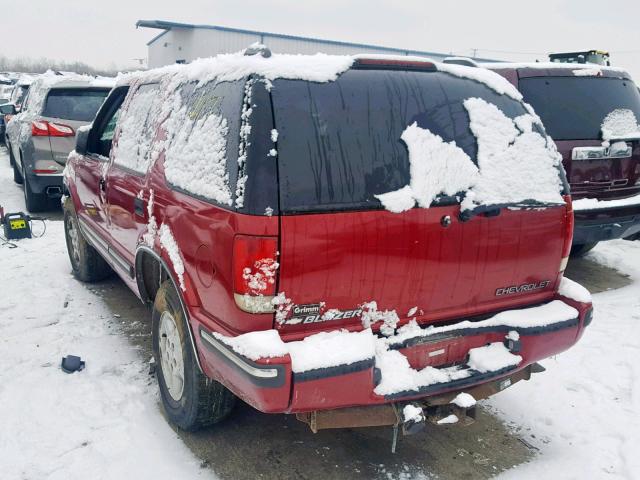 1GNDT13W7XK197964 - 1999 CHEVROLET BLAZER MAROON photo 3