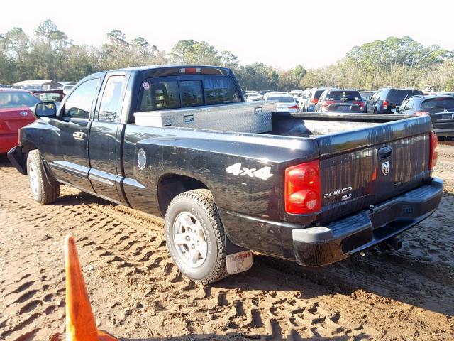 1D7HW42K15S199147 - 2005 DODGE DAKOTA SLT BLACK photo 3