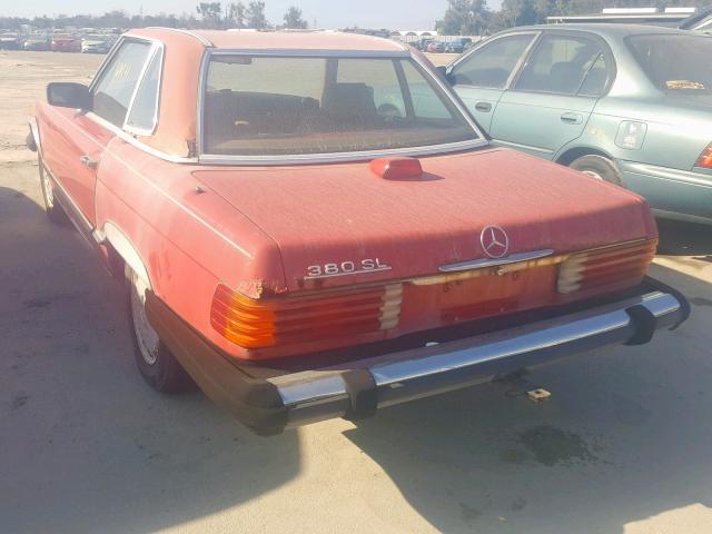 WDBBA45C1FA019965 - 1985 MERCEDES-BENZ 380 SL RED photo 3