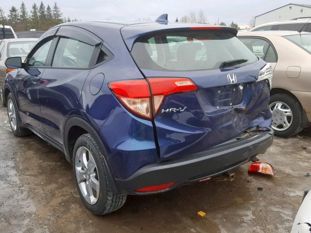 3CZRU6H39GM107711 - 2016 HONDA HR-V LX BLUE photo 3