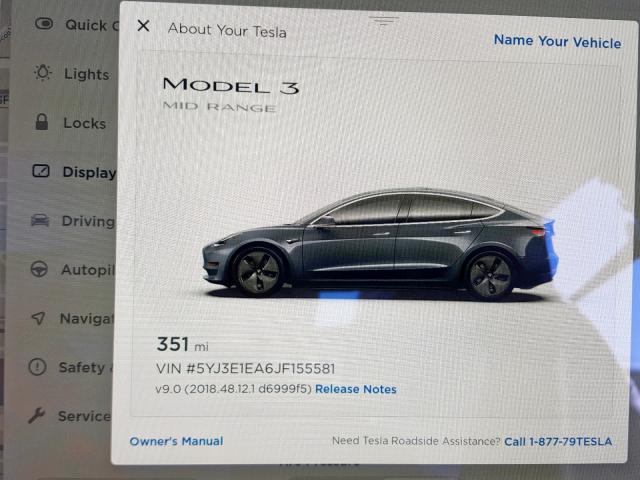 5YJ3E1EA6JF155581 - 2018 TESLA MODEL 3 GRAY photo 8