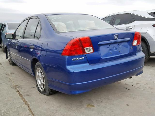 1HGES16485L012923 - 2005 HONDA CIVIC DX BLUE photo 3