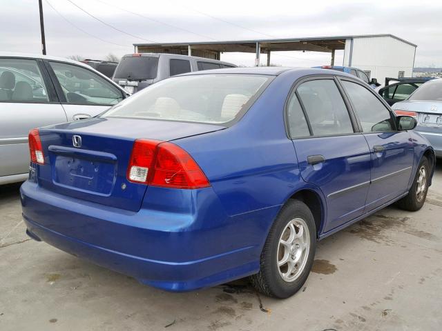 1HGES16485L012923 - 2005 HONDA CIVIC DX BLUE photo 4