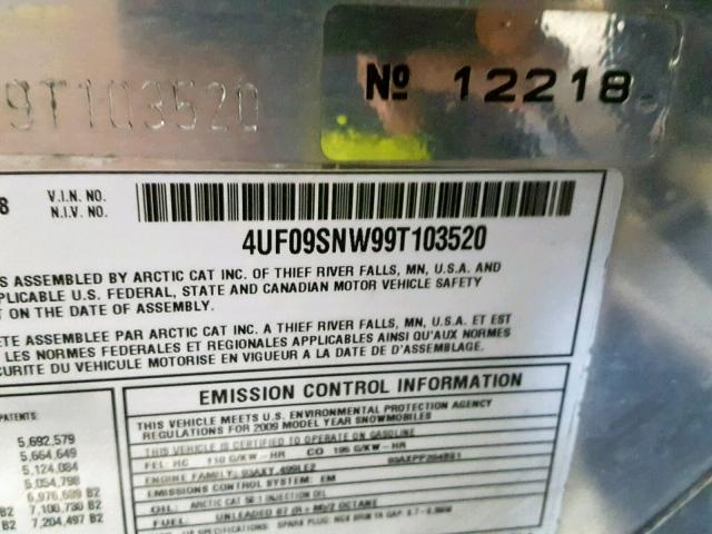 4UF09SNW99T103520 - 2009 ARCTIC CAT F5 GREEN photo 10