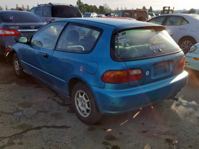 2HGEH2369NH542969 - 1992 HONDA CIVIC VX TEAL photo 3