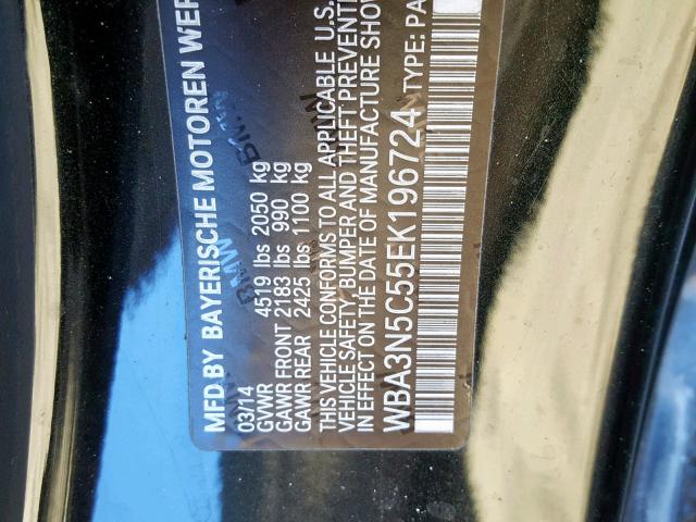 WBA3N5C55EK196724 - 2014 BMW 428 XI BLACK photo 10