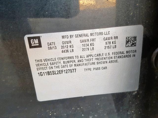 1G11B5SL2EF127977 - 2014 CHEVROLET MALIBU LS BLACK photo 10