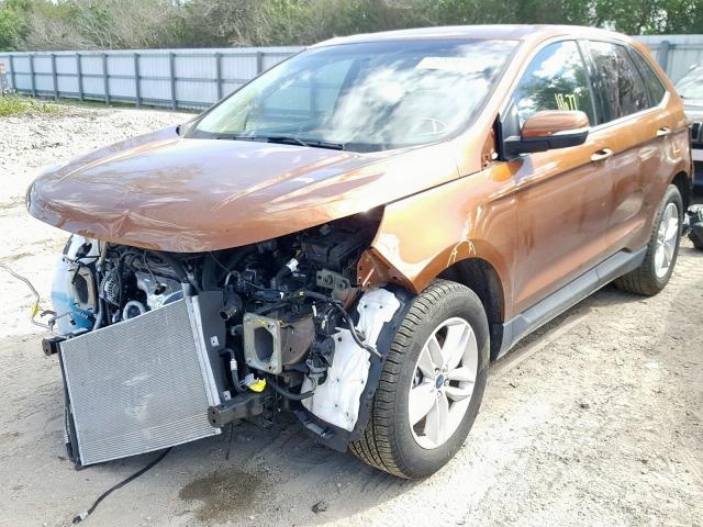 2FMPK4J80HBB73365 - 2017 FORD EDGE SEL ORANGE photo 2