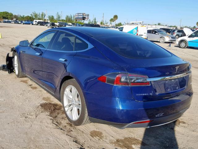 5YJSA1E22FF102755 - 2015 TESLA MODEL S BLUE photo 3