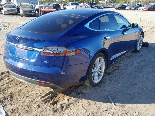 5YJSA1E22FF102755 - 2015 TESLA MODEL S BLUE photo 4