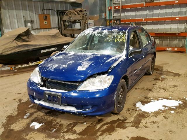 2HGES16445H581071 - 2005 HONDA CIVIC DX BLUE photo 2