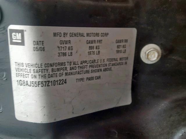 1G8AJ55F57Z101224 - 2007 SATURN ION LEVEL MAROON photo 10