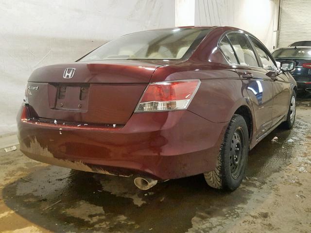 1HGCP26428A122932 - 2008 HONDA ACCORD LXP BURGUNDY photo 4