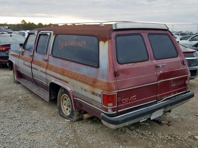 1GKER16K4LF534473 - 1990 GMC SUBURBAN R MAROON photo 3