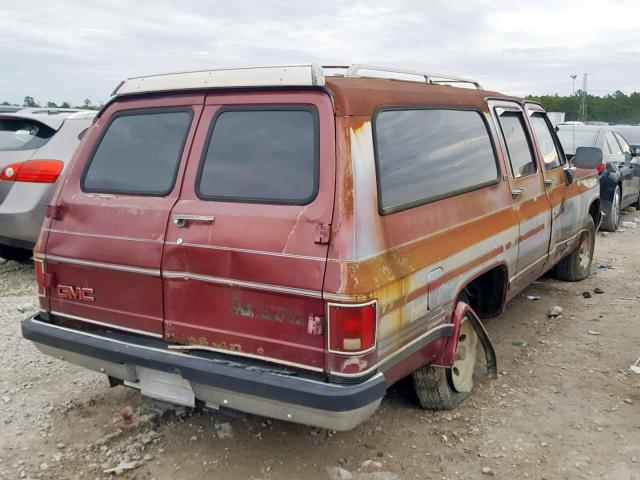 1GKER16K4LF534473 - 1990 GMC SUBURBAN R MAROON photo 4