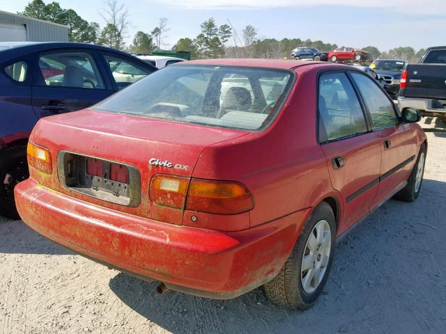 1HGEG8646SL045442 - 1995 HONDA CIVIC DX RED photo 4