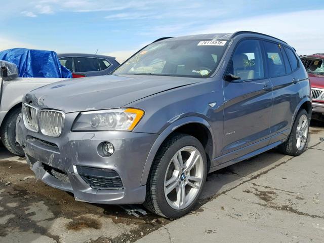 5UXWX7C51E0E75350 - 2014 BMW X3 XDRIVE3 SILVER photo 2